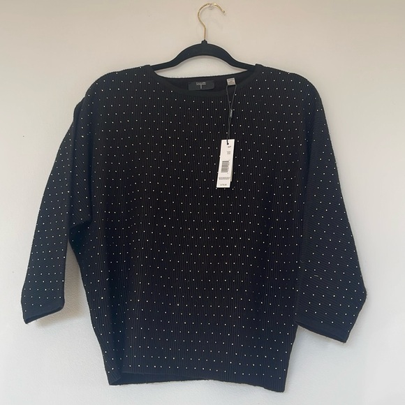 Tahari Sweaters - NWT Thahari Black Rhinestone Sweater Size S/P